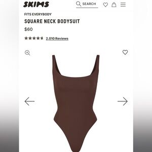 SKIMS Square Neck Bodysuit - Cocoa Brown Size S